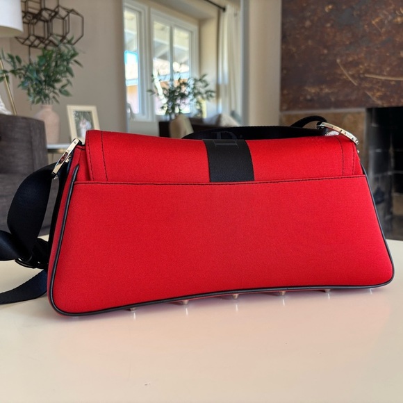 Vintage Rare CHRISTIAN DIOR Rouge Red Black Fabric Hardcore Shoulder Bag - Picture 8 of 16